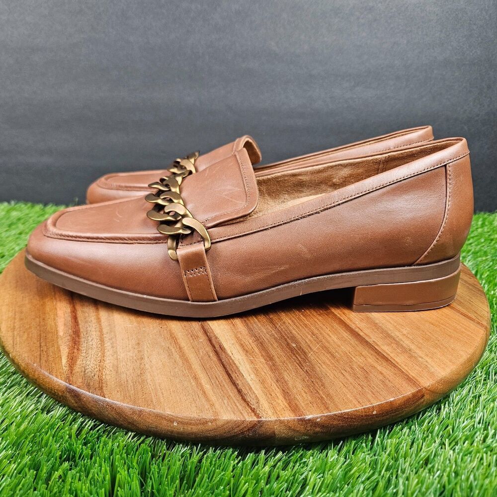 Vionic Mizelle Shoes Womens Size 10 Brown Chain Loafer Leather Comfort Slip On - Picture 5 of 13